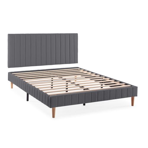 Sommier + Tête De Lit Eris 160x200 Cm Gris Foncé