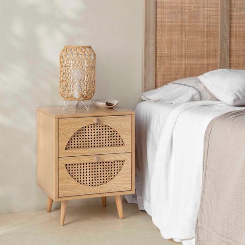 Table De Chevet Luna 2 Tiroirs Couleur Chêne
