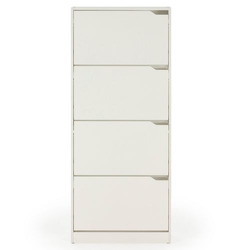 Meuble à Chaussures Angel, 4 Portes, Couleur Blanche, Pour 24 Paires
