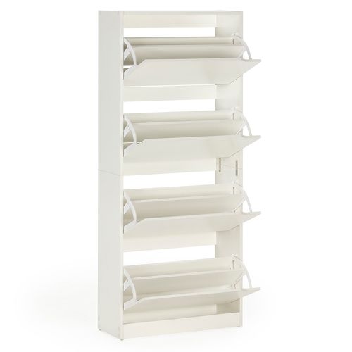Meuble à Chaussures Angel, 4 Portes, Couleur Blanche, Pour 24 Paires