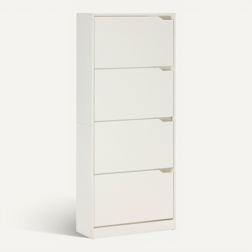 Meuble à Chaussures Angel, 4 Portes, Couleur Blanche, Pour 24 Paires