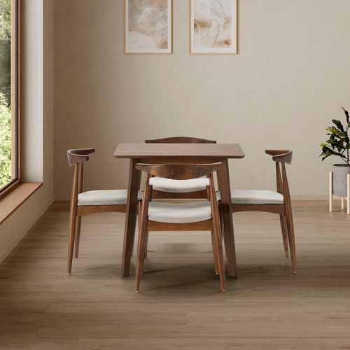 Ensemble Table 80x80 Cm Et 4 Chaises De Salle à Manger Corzo Noyer