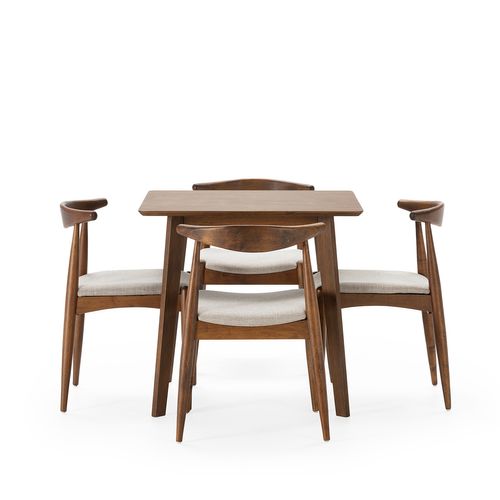 Ensemble Table 80x80 Cm Et 4 Chaises De Salle à Manger Corzo Noyer