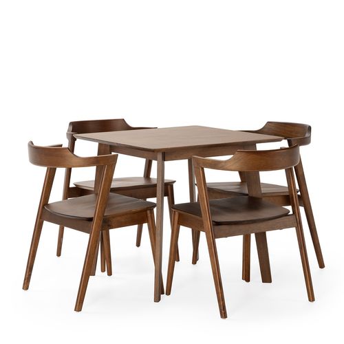 Ensemble Table 80x80 Cm Et 4 Chaises De Salle à Manger Venus Noyer