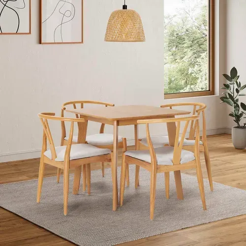 Ensemble Table 80x80 Cm Et 4 Chaises De Salle à Manger Rustic Chêne