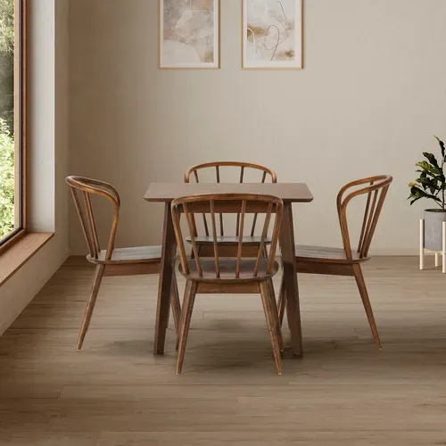 Ensemble Table 80x80 Cm Et 4 Chaises De Salle à Manger Brisa Noyer
