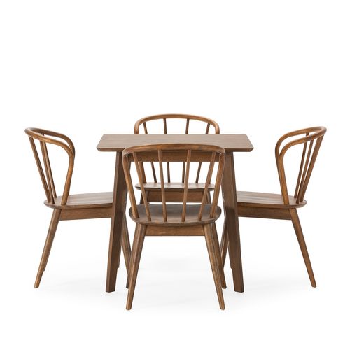 Ensemble Table 80x80 Cm Et 4 Chaises De Salle à Manger Brisa Noyer