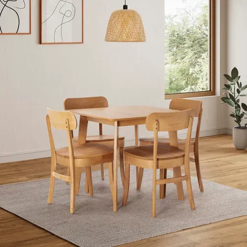 Ensemble Table 80x80 Cm Et 4 Chaises De Salle à Manger Nala Chêne