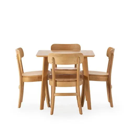 Ensemble Table 80x80 Cm Et 4 Chaises De Salle à Manger Nala Chêne