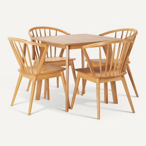 Ensemble Table 80x80 Cm Et 4 Chaises De Salle à Manger Mura Chêne