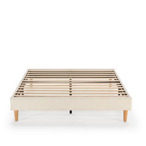 Sommier déco Niebla 160x200 Cm Imitation Tissu Mouton Beige