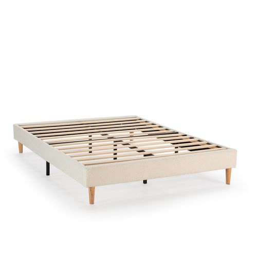 Sommier déco Niebla 160x200 Cm Imitation Tissu Mouton Beige