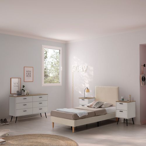 Sommier + Tête De Lit Niebla 90x190 Cm Beige