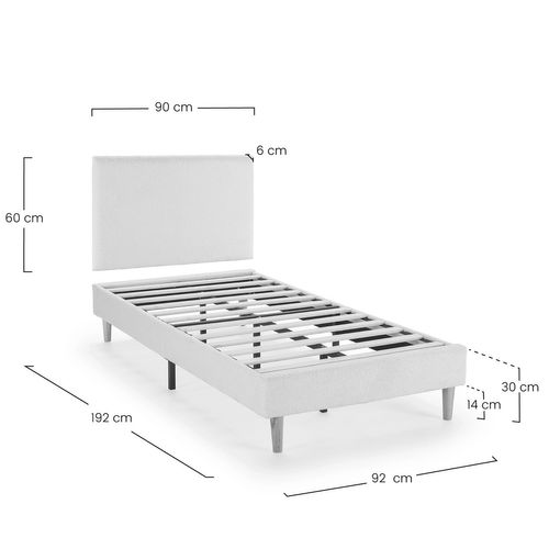 Sommier + Tête De Lit Niebla 90x190 Cm Beige