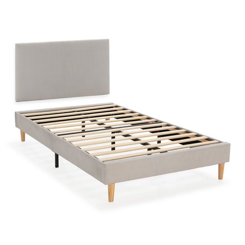 Sommier + Tête De Lit Bari 90x190 Cm Couleur Gris