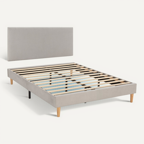 Sommier + Tête De Lit Bari 160x200 Cm Couleur Gris