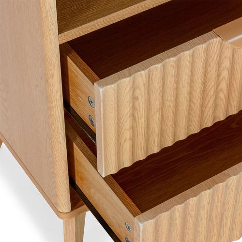 Table Chevet Oporto 2 Tiroirs 1 Étagère Effet Chêne