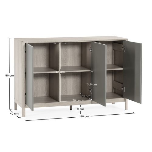Buffet Nassau 3 Portes Effet Chêne/vert