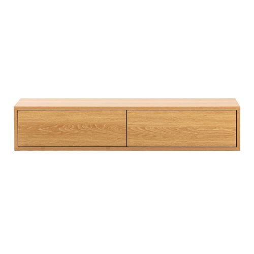 Table Console Flottante Auri 2 Tiroirs Effet Chêne