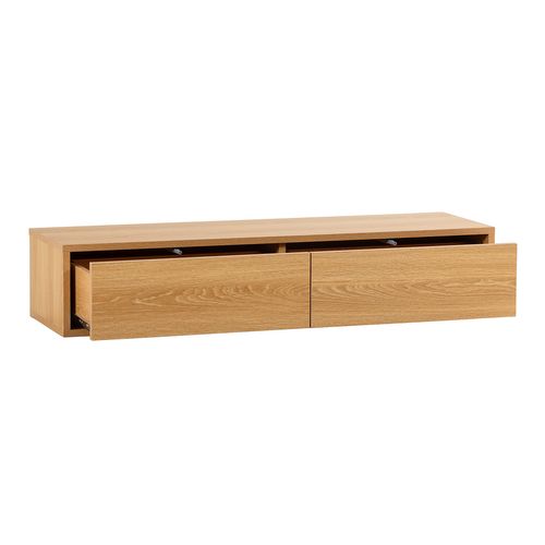 Table Console Flottante Auri 2 Tiroirs Effet Chêne