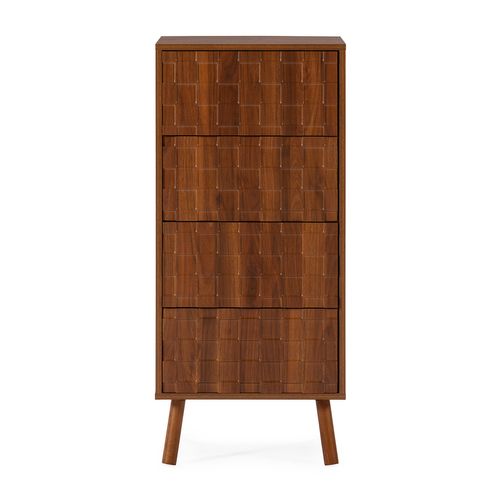 Commode Haute Canadá 4 Tiroirs Effet Noyer