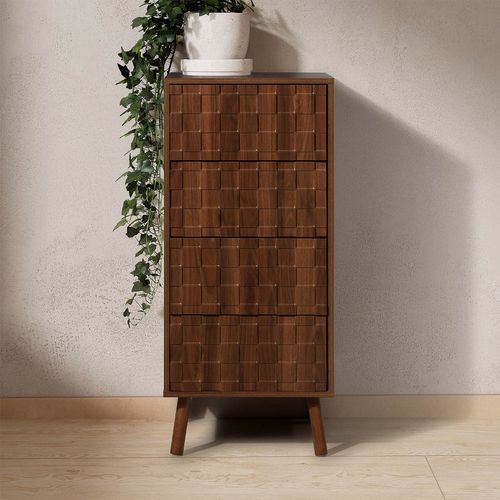 Commode Haute Canadá 4 Tiroirs Effet Noyer