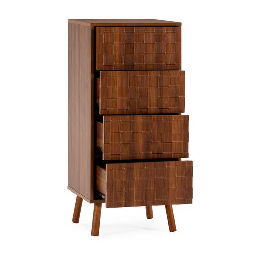 Commode Haute Canadá 4 Tiroirs Effet Noyer
