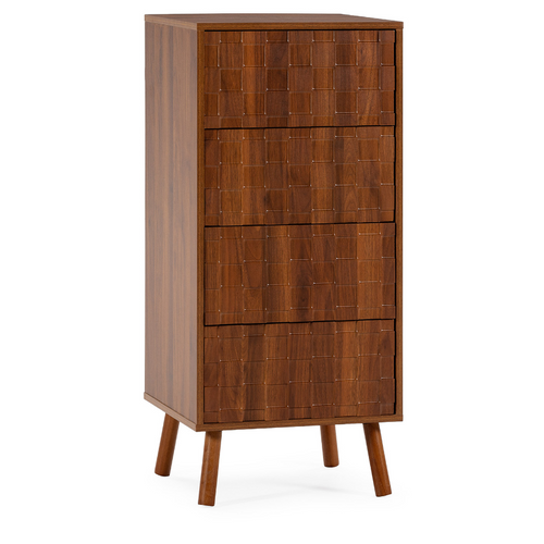 Commode Haute Canadá 4 Tiroirs Effet Noyer