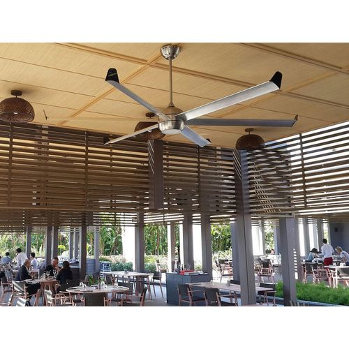 Ventilateur De Plafond Dc Argent Avec Pales En Aluminium 236cm Et Lumière Pour 125m2