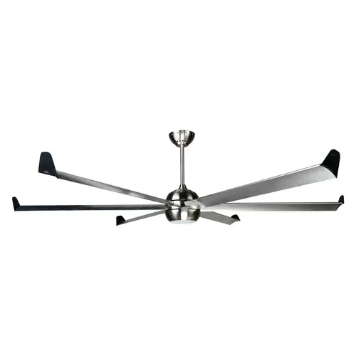 Ventilateur De Plafond Dc Argent Avec Pales En Aluminium 236cm Et Lumière Pour 125m2