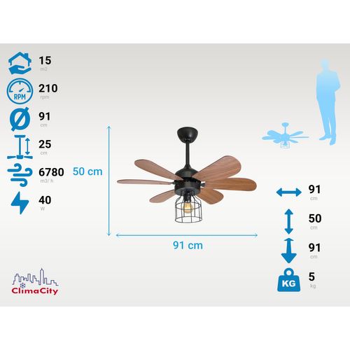 Ventilateur De Plafond D.91 Cm Réversible Hypersilence