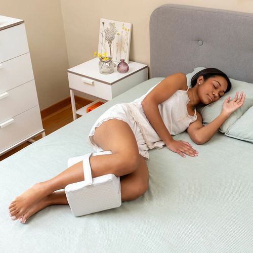 Oreiller Ergonomique Pour Jambes Et Genoux En Mousse Mémoire Forme Avec Sangle Réglable