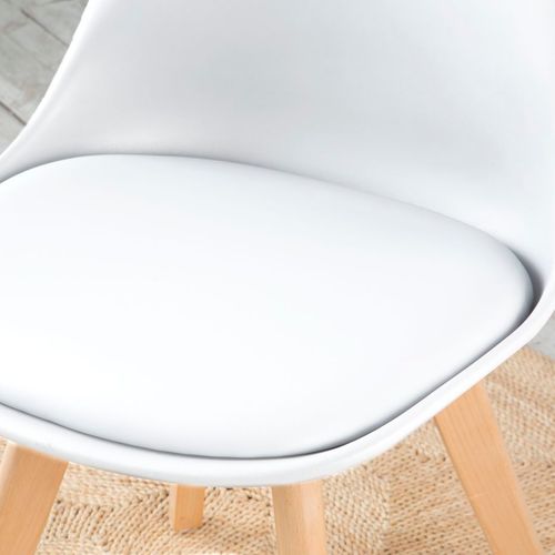 Pack De 4 Chaises Plastique Et Pieds En Bois Blanc 48x82
