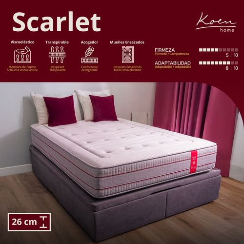 Matelas Hybride 140x190 cm SCARLET - mi-ferme - Epaisseur 26 Cm