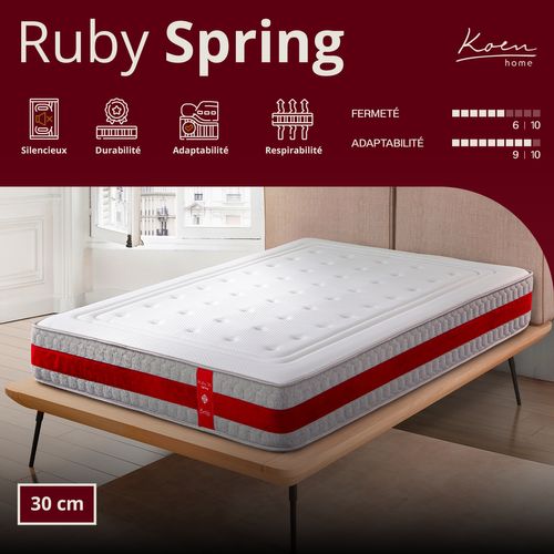 Matelas à Ressorts Ensachés 160x200 Cm RUBY SPRING - Épaisseur 30 Cm - Mi-ferme