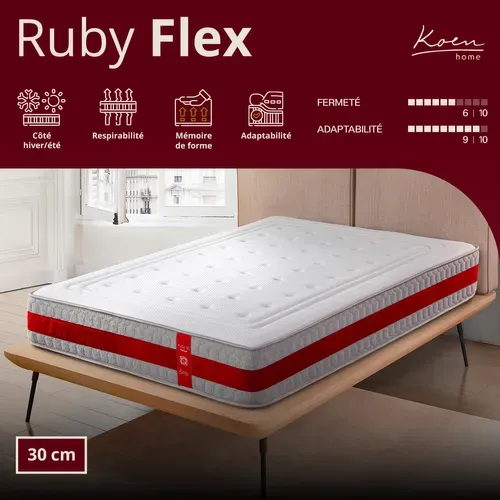 Matelas Mousse 160x200 Cm RUBY FLEX - Accueil Mémoire De Forme - Mi-ferme - Épaisseur 30 cm