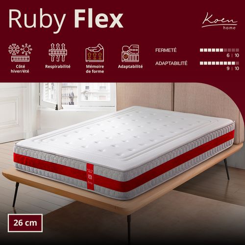 Matelas Mousse 90x200 Cm Ruby Flex - épaisseur 26 Cm - Mi-ferme -  Accueil Mémoire De Forme