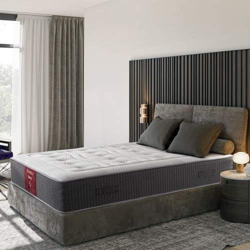 Matelas Hybride 140x190 cm MAXIMO SPRING - Accueil mémoire de forme - mi-ferme - Epaisseur 30 cm