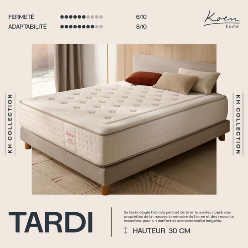 Matelas Hybride 200x200 cm TARDI - Ferme/Mi-ferme - Epaisseur 30 cm