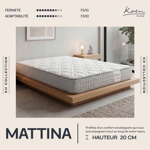 Matelas Hybride 160x200 Cm Mattina - épaisseur 20 Cm - Ressorts Ensachés Et Mémoire De Forme