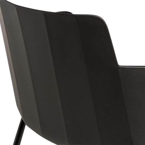 Lot de 2 chaises assise tissu noir dossier effet cannage et métal Lea | Maisons du Monde
