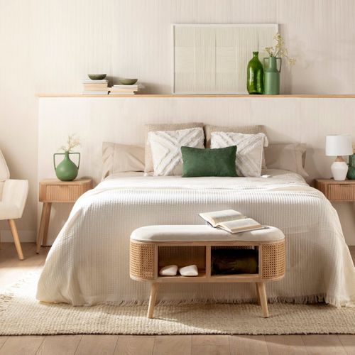 Bout De Lit En Bois Naturel 90x47cm