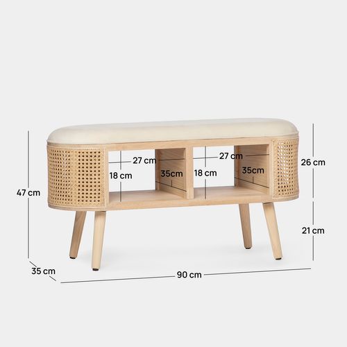 Bout De Lit En Bois Naturel 90x47cm