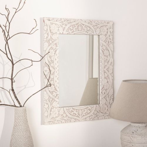 Miroir Mural Baroque Blanc Et Noir 45x38 Cm - Neuf - Style Antique