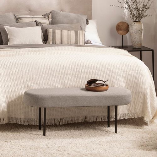 Bout De Lit En Tissu Gris 97x38cm