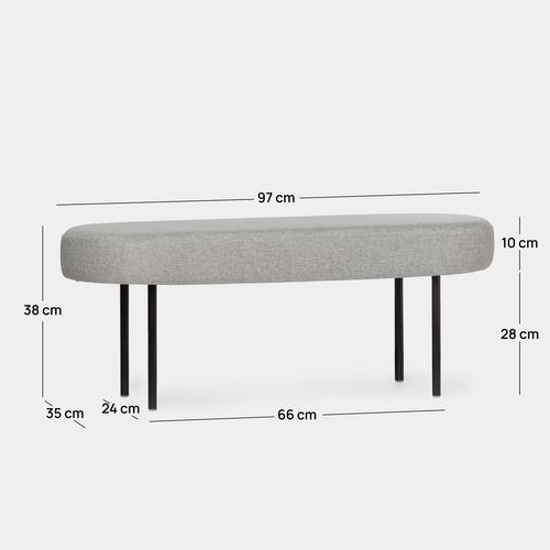 Bout De Lit En Tissu Gris 97x38cm