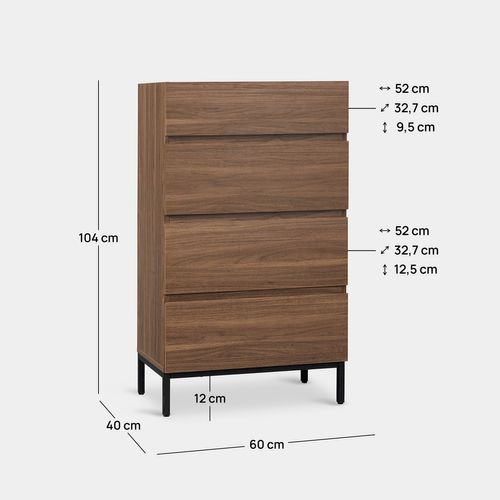 Chiffonnier En Bois Noyer 60x104cm