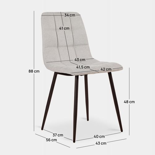 Chaise De Salle à Manger En Tissu Gris 43x88cm