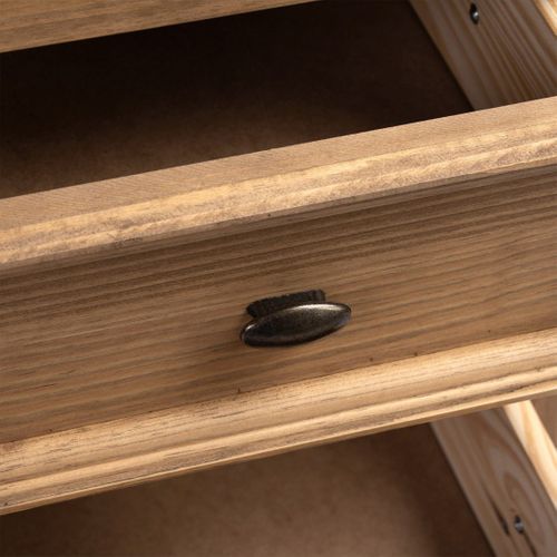 Lot De 2 Table De Chevet 2 Tiroirs En Bois Naturel 42x57cm