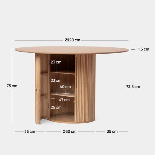 Table Fixe En Bois Naturel 120x75cm